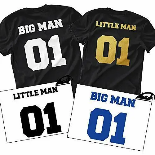 Big Man Little Man Novelty fathers day Dad and Son Family T shirts clark lesley big and little