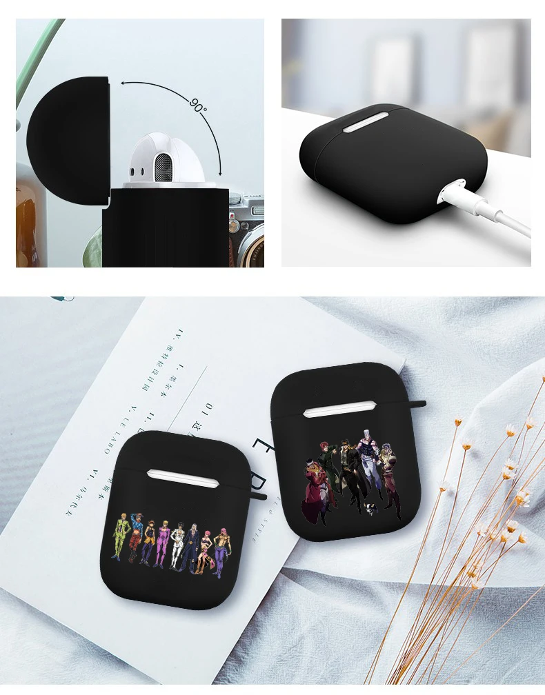 Приключения Джоджо более неба JoJo аниме чехол для Airpods 2 в 1 s Для Air pod черный матовый