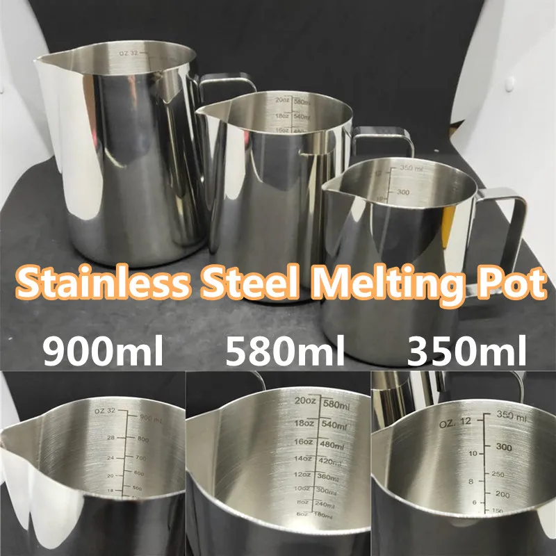 

350/580/900mL Melting Pot Stainless Steel Coffee Cup Milk Jug Boil Chocolate/Wax/Soap Base Melt Jar Candle Making Tools