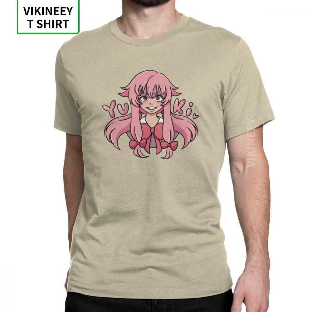 Мужская футболка Yuno Gasai Yuki 100% хлопок футболки с коротким рукавом Mirai Nikki Аниме