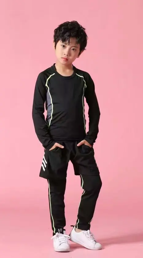 

2021New Children Fitness Compression Suit Outdoor Set Jogging Clothing Child Training suit Tight Quick Dry Â