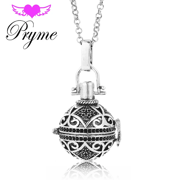 Antique Silver Pla Angel Bola ароматерапия с парфюмом кулон эфирное масло диффузор колье с кулоном в виде клетки кулон для женщин подарок ювелирные изделия L064 - Окраска металла: Antique Silver Pla