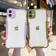 Transparent Phone Case For Apple iPhone 11 12 Pro Max mini SE 2020 X XR XS Max Camera Candy Color Protection Back Cover