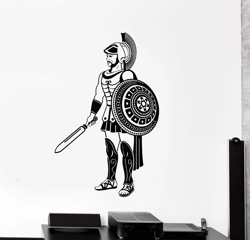 Vinyl wall decal home decoration living room bedroom ancient greek samurai sword shield sticker mural GXL3|Наклейки на стену| |