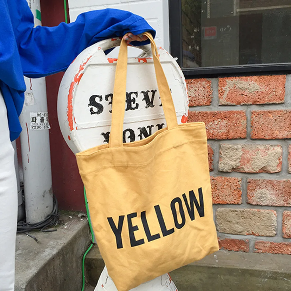 Tote Bag Fashion Women Canvas Printing Letter Shoulder Bags Large Capacity Shopping Bag Bolsas Ecologicas Reutilizables