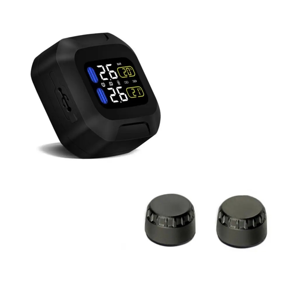 

Waterproof Motorcycle 2 External Sensors 850 MAh Tire Pressure Monitoring System Sun Protection Real-time Display M3 433.92MHz