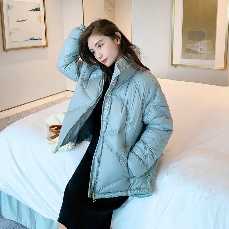 

Slim Down Jacket Woman Winter Coat Winter Temperament Korean Women's Long Sleeve Stand Collar Loose Women's Bread Jacket