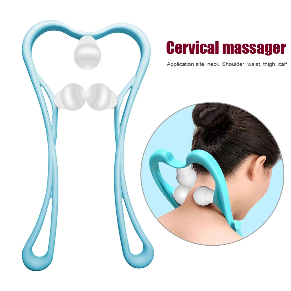 

U Type Neck Shoulder Massager Handheld 3-Balls Roller Cervical Pressure Reliever Tools