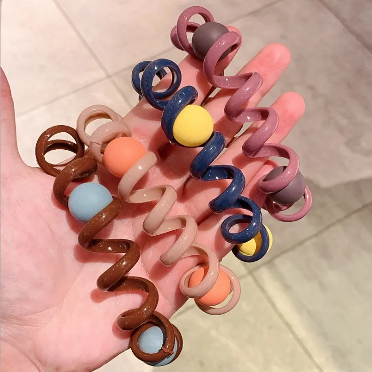 Разноцветные эластичные резинки для волос спиральные хвоста резинка с