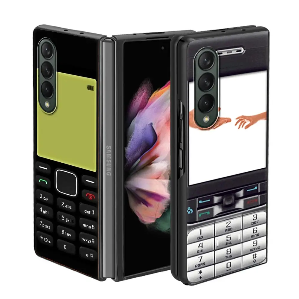 Чехол в стиле ретро для Samsung Galaxy Z Fold 3 Funda чёрный Жесткий ПК ZFold3 Роскошный чехол -