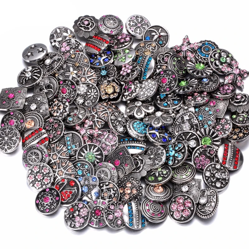 Wholesale 10pcs/lot 18mm Snap Jewelry Mix Many Styles Metal buttons Rhinestone Snaps Bracelet | Украшения и аксессуары