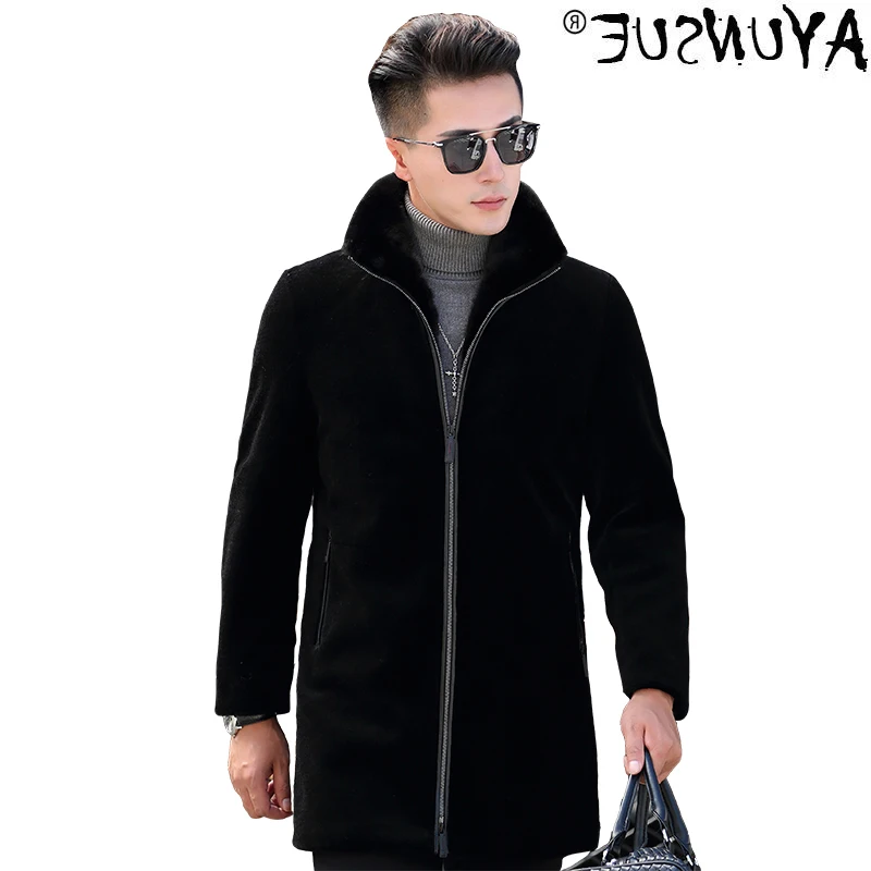 

Fur coat men's winter wool coat wool coat Mink Collar pad