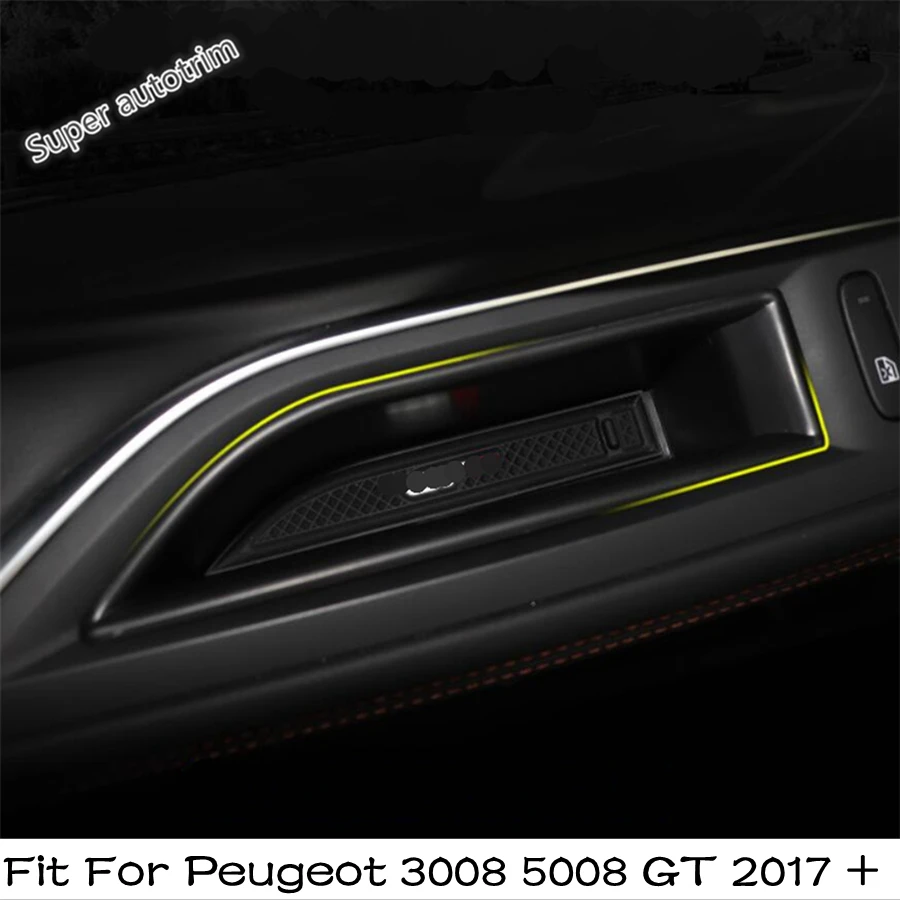 

LAPETUS Front Door Storage Box Handle Box Glove Armrest Box Cover Kit Fit For Peugeot 3008 5008 GT 2017 - 2022 Plastic / Black