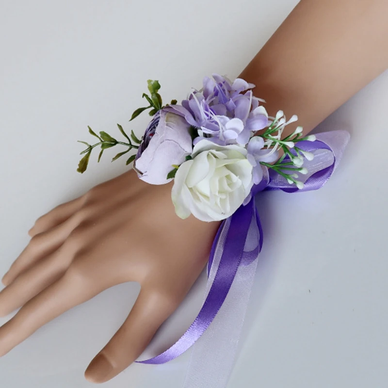 6 wrist flower Бутоньерка с цветами, бутоньерка, мужской свадебный браслет, подружка невесты, свадьба, подружка невесты, на запястье, цветок - Цвет: 6 wrist flower