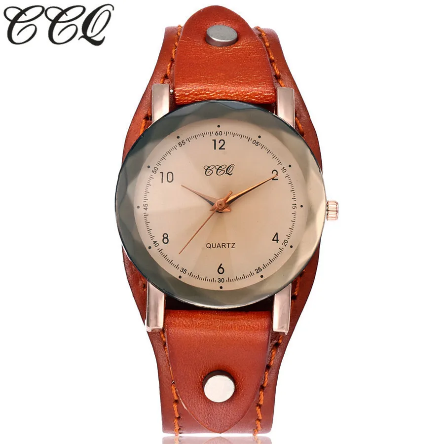 Часы наручные CCQ мужские/женские кварцевые с браслетом из натуральной кожи |