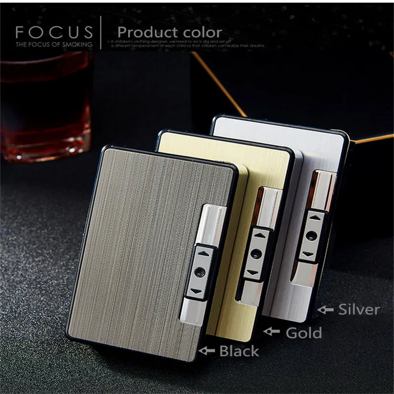Металлический чехол для сигарет с USB плазменной дугой электрические зажигалки