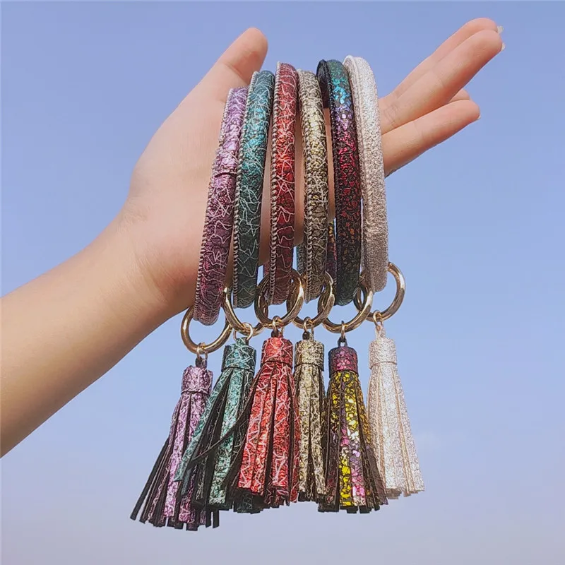 Новинка 2020 брелоки из искусственной кожи с круглым ремешком для женщин кольцо