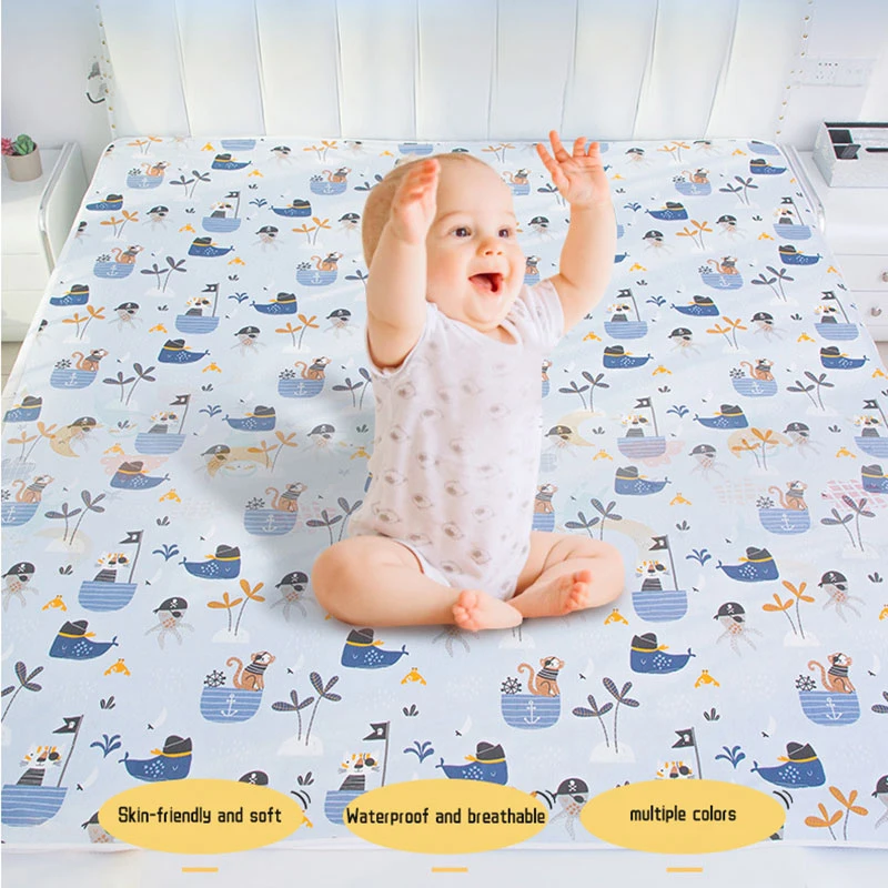 

Cotton Baby Nappy Changing Sheet Pads Washable Waterproof Overnight Protection Pad Sheets Floor Game For Children Diaper Mats