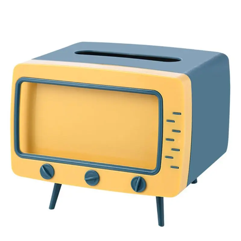 

R58C Creative TV Tissue Box Desktop Paper Holder Dispenser Storage Napkin Case Organizer with Mobile Phone Holder