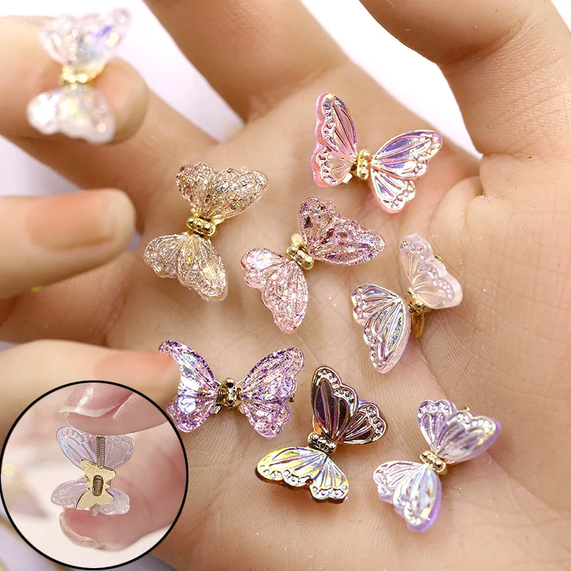 Подвески для ногтей Aurora Butterfly машущие голографические Крылья 3D украшения модные |