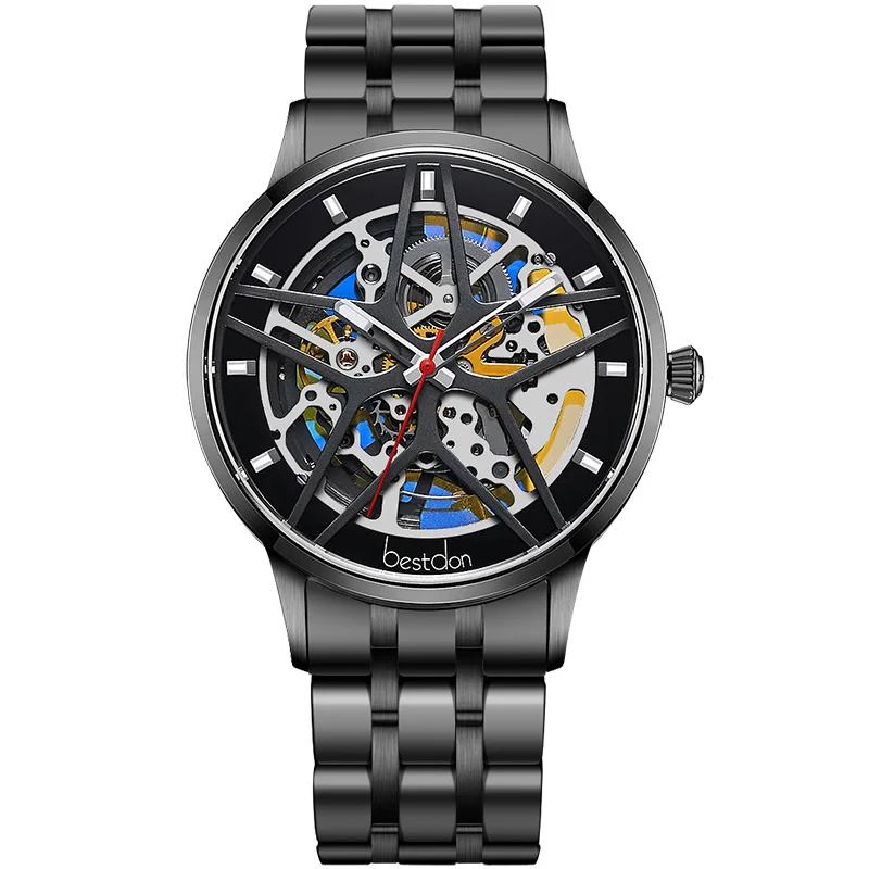 Bestdon Креативные мужские часы автоматические механические Спортивные Скелетон