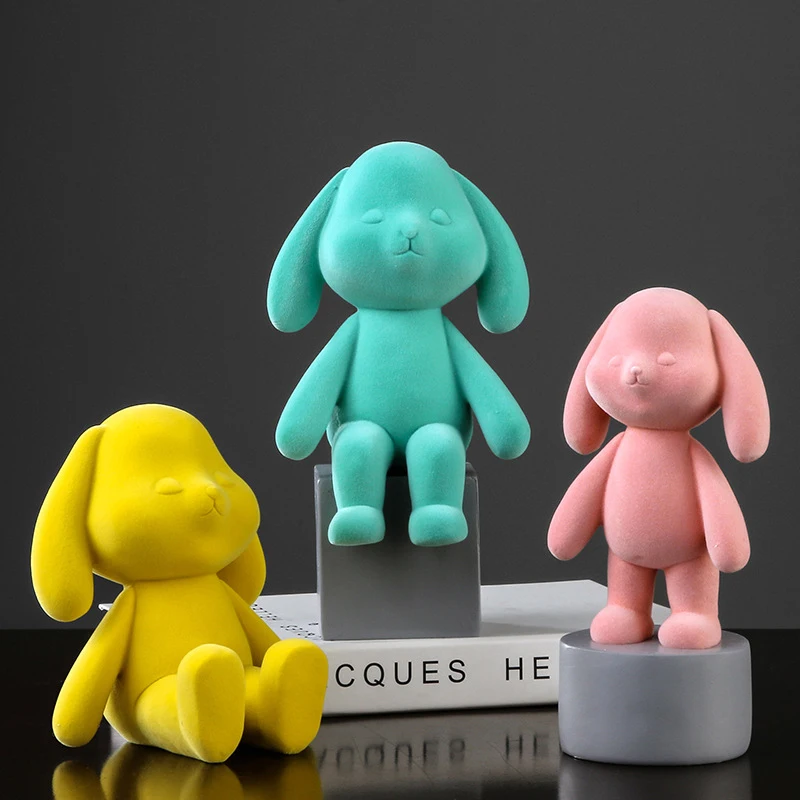 

Фигурки кроликов из полимера ручной работы, креативные миниатюрные украшения для дома, подарок на день рождения