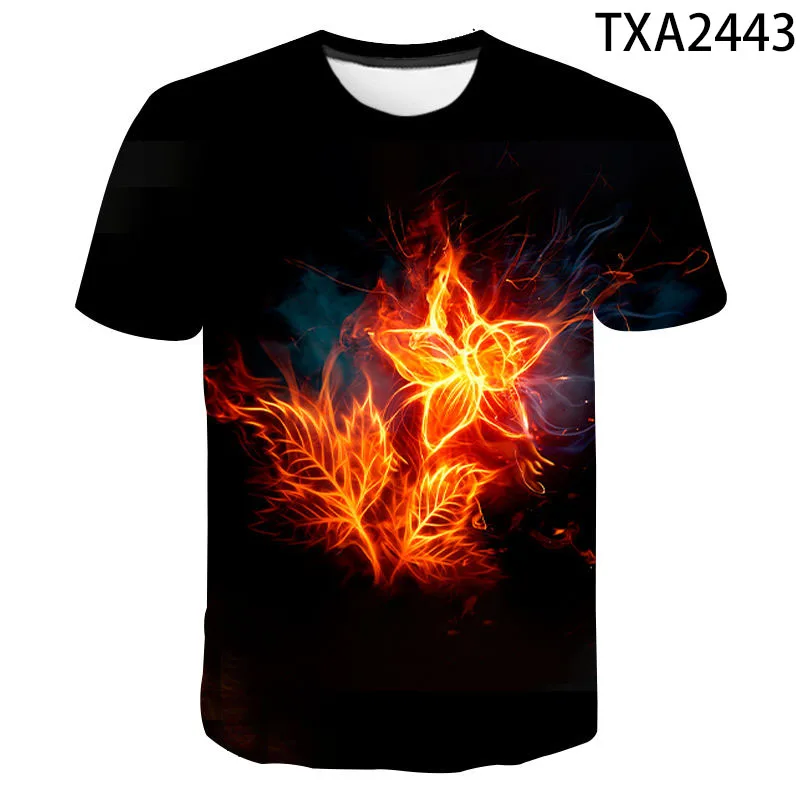 

Heart Flower Print Ladies 3D T-shirt Ladies Casual Basis O-collar white Shirt Short Sleeve Ladies T-shirt Love Graphic Printing