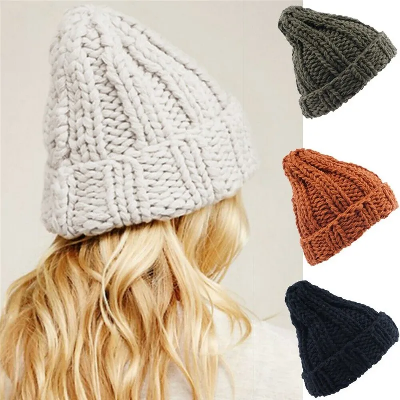 

Winter Women Hat Wool Female Warm Cap Knitted Beanie Girl Hats Woman Bonnet Femme Thick Stretchy Hats