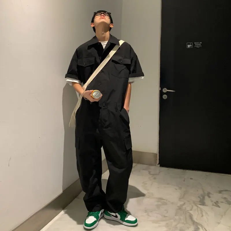 Мужской однотонный повседневный комбинезон брюки большого размера в японском