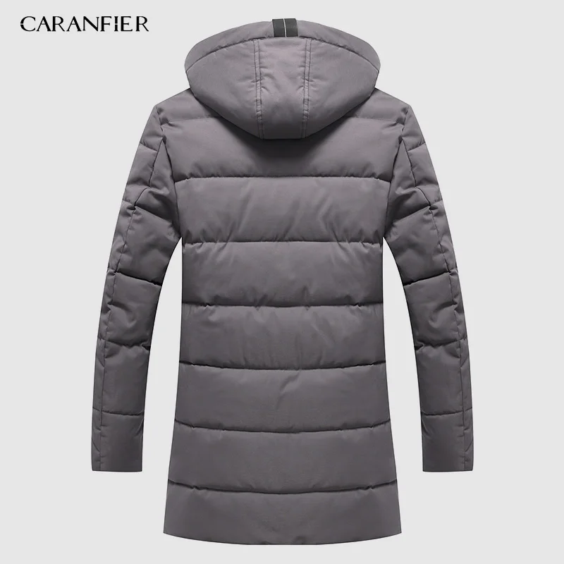 CARANFIER 6XL 7XL 8XL мужская длинная парка Теплая Зимняя брендовая куртка Роскошная водолазка с капюшоном и воротником ветрозащитная мужская одежда в сдержанном стиле