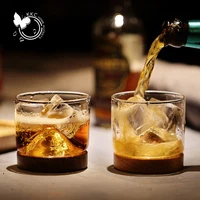 creative whiskey glass solid wood coasters scottish bourbon gin and cocktail vodka christmasbirthday gifts for menwomen
