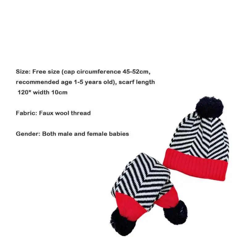 

2pcs Cute Winter Stripe Beanies Hat Scarf Set Child Casual Knitted Supplies
