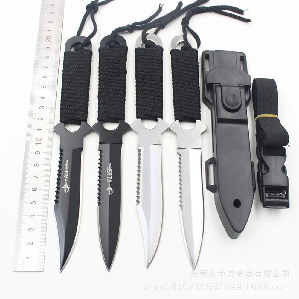 

2pcs Outdoor Camping Paratrooper Knife Wilderness Survival Ligature Protection Rescue Straight Knife Convenient Tactical Knife