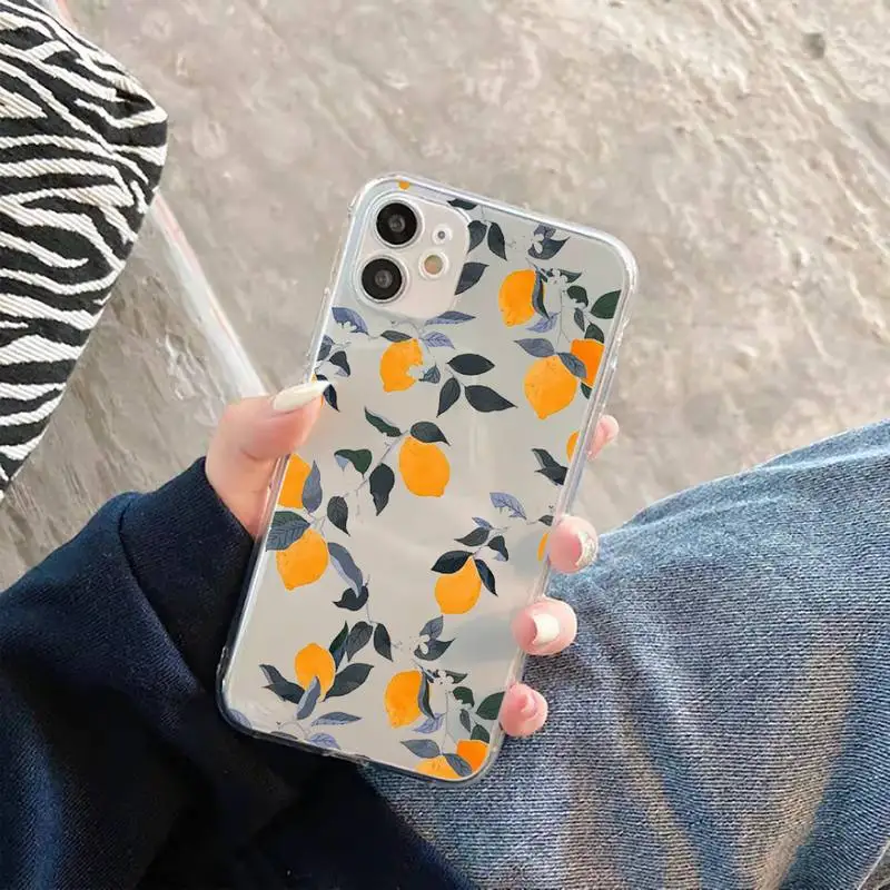 

lemon Phone Case Transparent for iPhone 12 11 mini pro XS MAX 6 6S 8 7 Plus X 5S SE 2020 XR