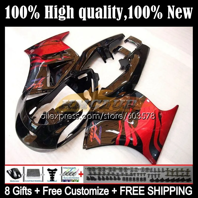 

Body For SUZUKI RGV250 RGVT-250 VJ 23 98 RGVT250 19CL.53 RGVT RGV 250 SAPC VJ23 97 98 RGV-250 1997 1998 OEM Fairing Red flames