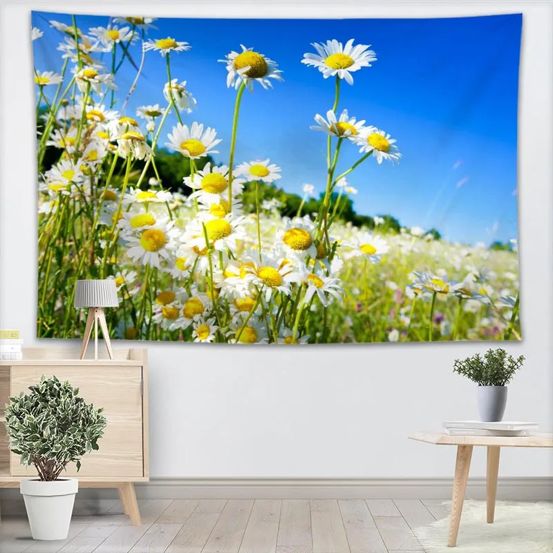 

Nice Daisy Tapestry Flowers Plants custom tapestry peach skin boho ornaments high quality wall hanging