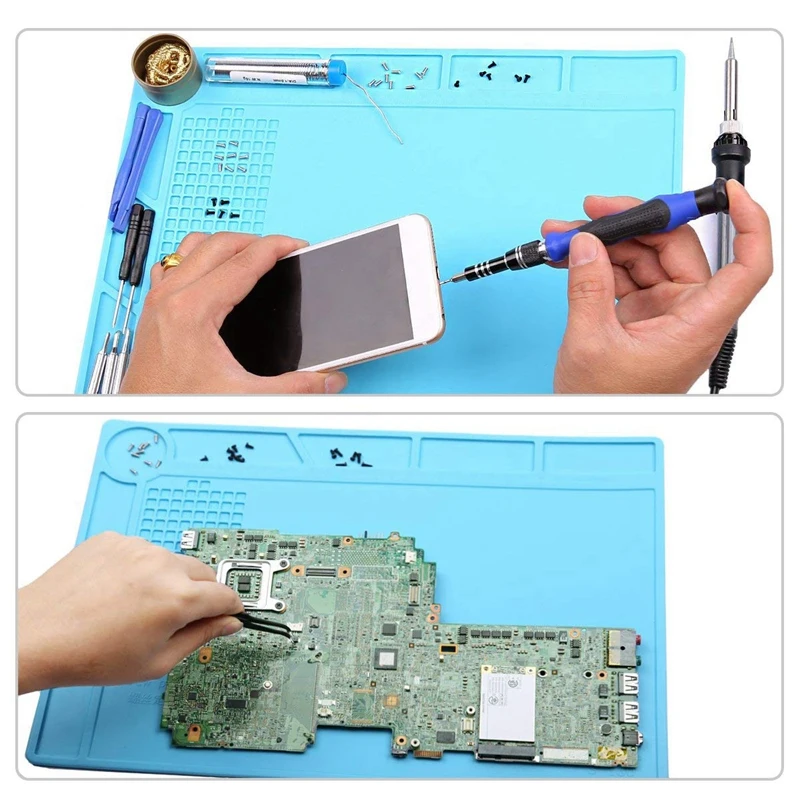 

1 Pcs High Temperature Insulation Pad Soldering Station Welding Pad & 1 Set Soldering Iron Tips Kit