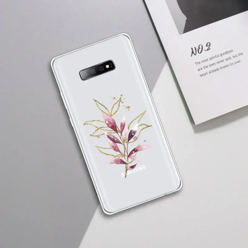 

Pink gold flower pattern Phone Case Transparent For Samsung Galaxy A 71 21s S note 8 9 10 plus 20 ultra