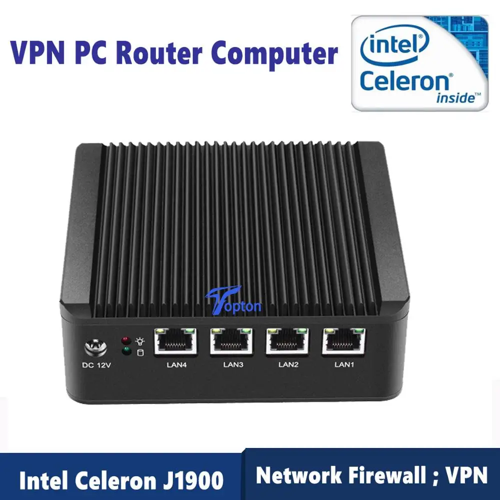 Topton Intel Celeron J1900L4 четырехъядерный мини-серверный 4 Lan(RJ45) порты vpn-пк маршрутизатор
