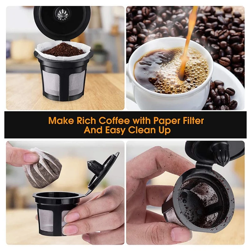 

Paper Filters for Reusable K Cups,500 PCS Disposable Paper Coffee Filters with 4x Reusable K Cups for Keurig 1.0 and 2.0