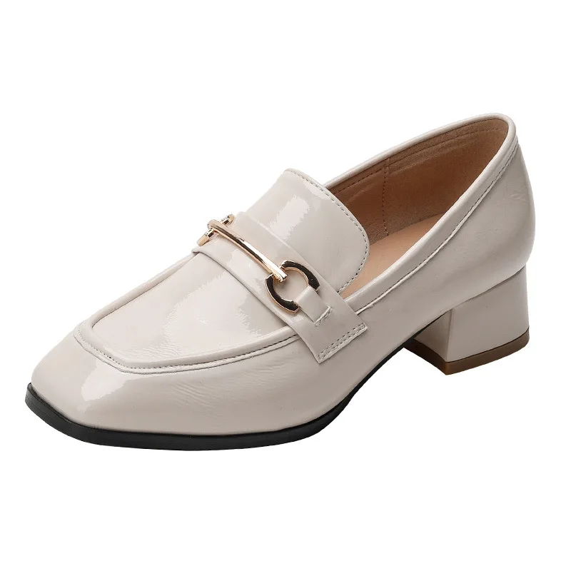 

Shallow Mouth Shoes On Heels 2021 Fashion Women's Oxfords Casual Female Sneakers Loafers With Fur Patent Leather Ballet Flats Sq