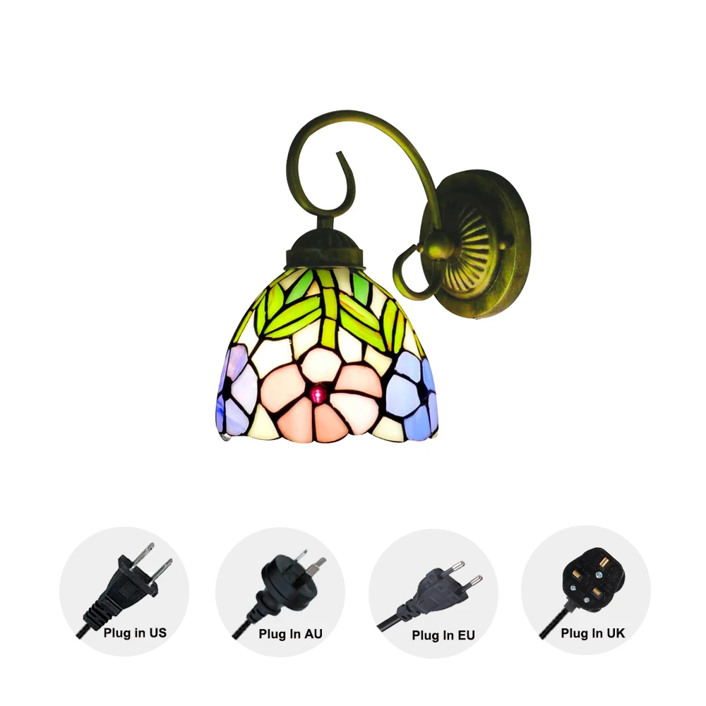 Великолепное настенное бра с цветами и листьями стеклянным узором настенная