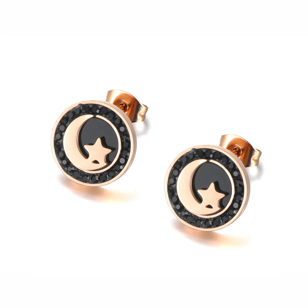 LOKAER Модные серьги Любовь Луна Звезда из титановой нержавеющей стали с кристальной белой раковиной для женщин и девочек, украшения на штырьках E19198.