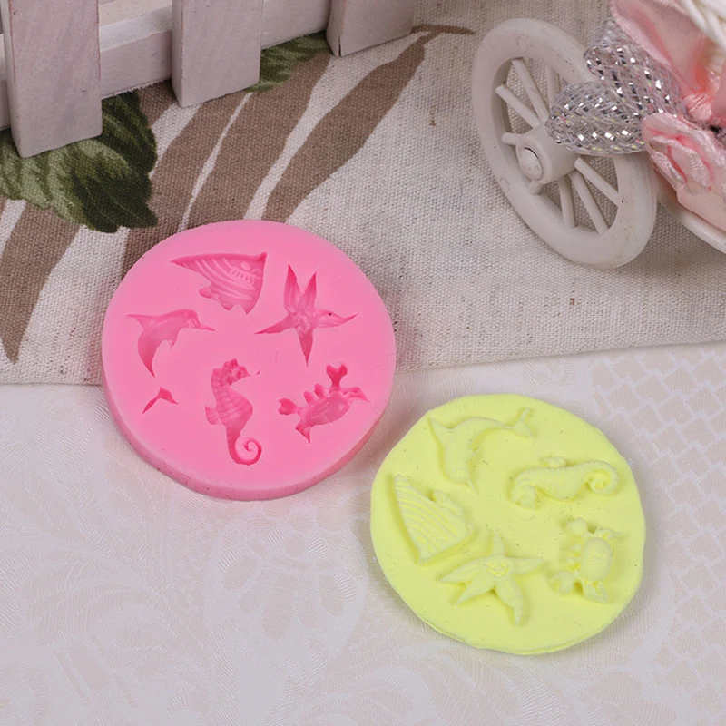 Силиконовая 3D форма для ракушки морской звезды раковины помадки кухни выпечки