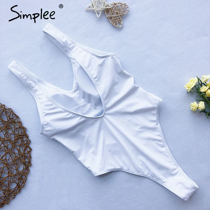 Женский купальник Simplee с цепочкой поясом цельный купальный костюм высоким