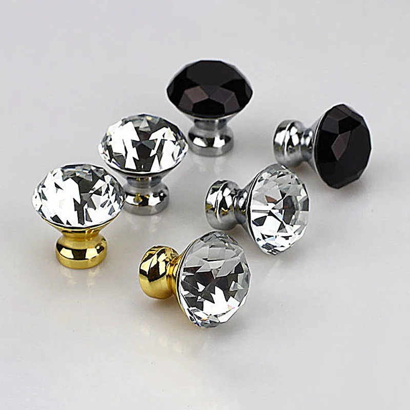 30 мм с украшением в виде кристаллов Стекло Кухня ручки шкафа ручек двери