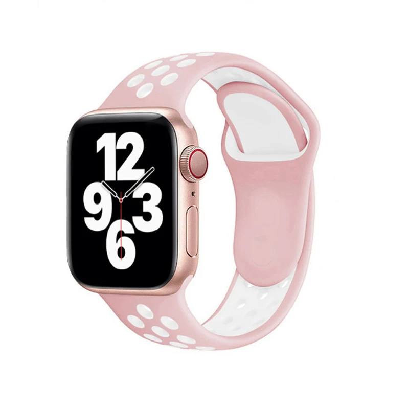 

Wholesale Silicone Breathable Belt Strap For Apple Watch Band Rubber Smartwatch Wristband iWatch 6 5 4 3 2 1 SE 38 40 42 44mm