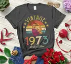 Винтажные 1973 Ограниченная серия 48th подарок на день рождения в винтажном стиле; Женская футболка бабушка мамин жене, футболки с короткими рукавами для девочек и застежкой-молнией на спине, с круглым вырезом