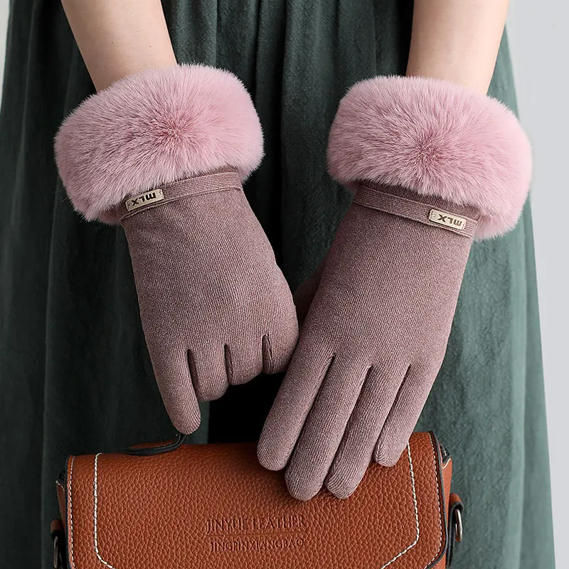 

2021 Fashion Women Gloves Plus Velvet Thickening Winter Gloves Outdoor Warm Cycling Driving Hiking Touch Screen Windproof