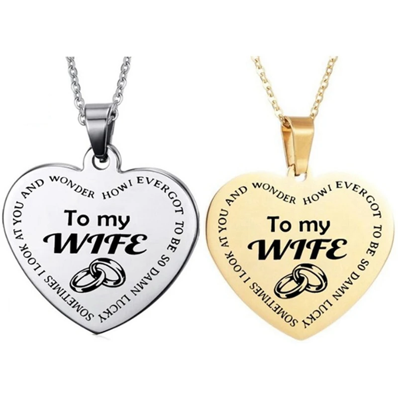 Для моей жены ожерелье из нержавеющей стали золотое сердечко серебряного цвета